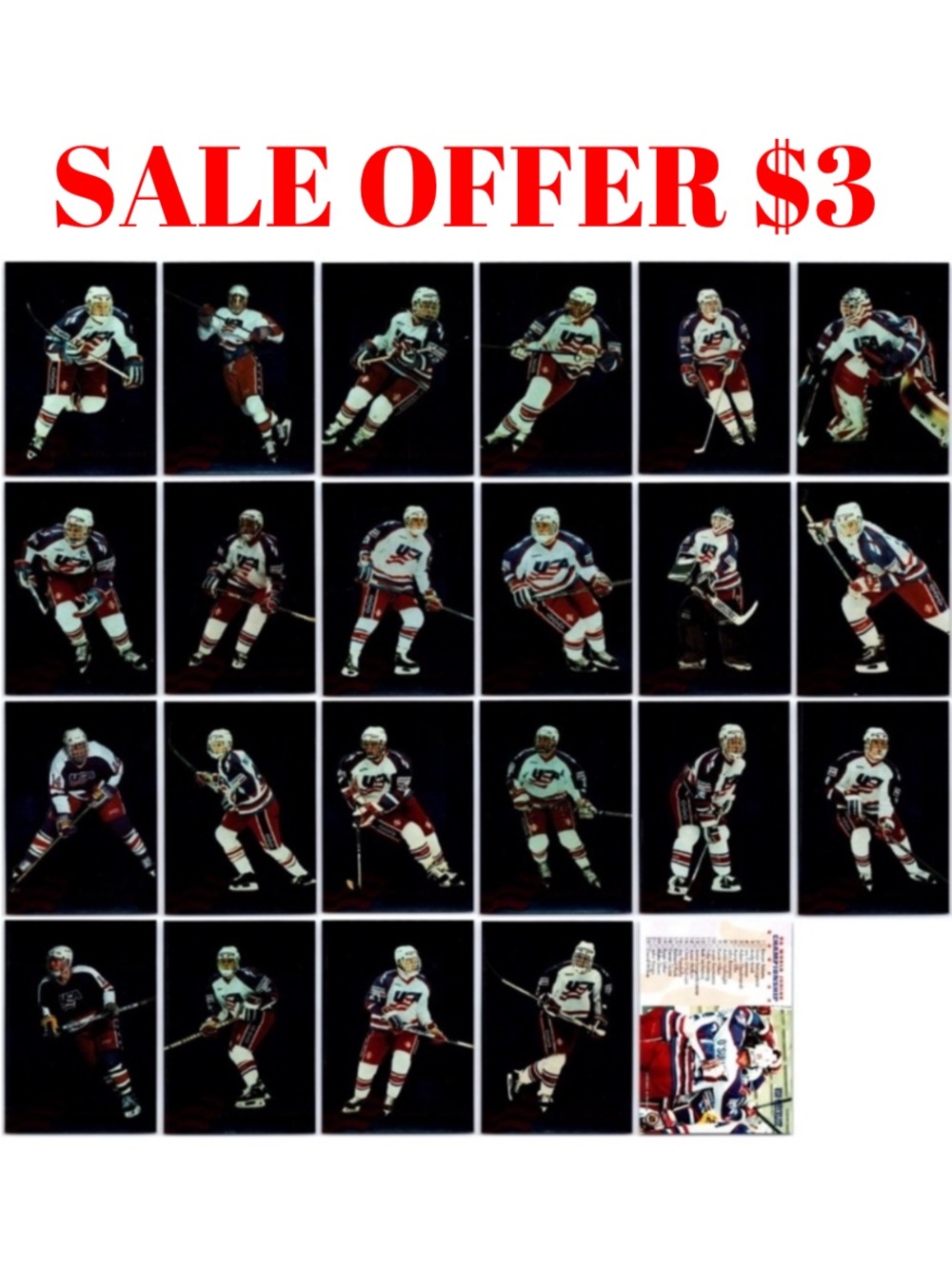 Team USA Donruss 1993/94 Complete Insert Hockey Card Set